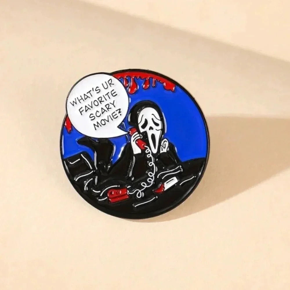 Blue red black white Halloween Ghostface favorite scary movie enamel pin…